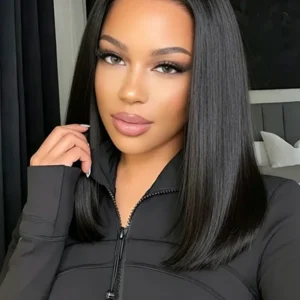 13×4 DD Straight Bob Wig – Natural Black – 8–16"