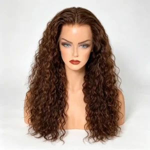 Chocolate Brown Water Wave Lace Front Wig 13×4 20"