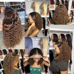 Chocolate Brown SDD Water Wave/Pixie Curl 13×4 Lace Front Wig 16"