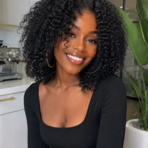 13×4 Jerry Curl Lace Front Wig Natural Black 12–16"