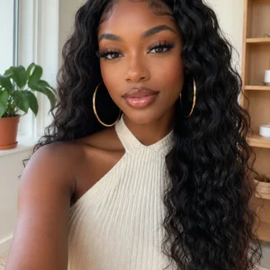 Deep Curl 13×4 Lace Front Wig Natural Black 22"