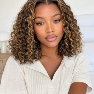 SDD 13×4 Lace Front Jerry Curl Bob Wig Piano 10–16"