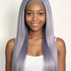 Silver Grey SDD Vietnamese Straight 13×4 Lace Front Wig 18"/20"