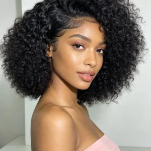 Jerry Curl 4×4 Lace Closure Glueless Wig Natural Black 18–22"