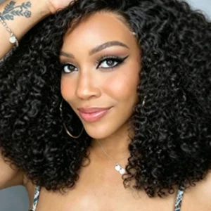 4×4 SDD Jerry Curl Lace Closure Wig Natural Black