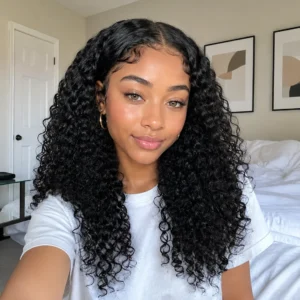 4×4 SDD Jerry Curl Lace Closure Wig Natural Black 14"