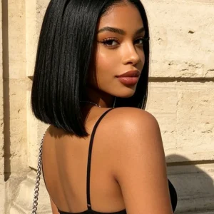 4×4 DD Straight Bob Glueless Wig – Natural Black – 10"/12"/16"