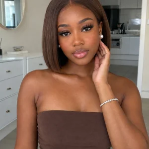 4×4 DD Straight Bob Glueless Wig – Brown – 8"