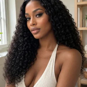 6×4 Lace Closure Water Wave Wig Natural Black 22–24"