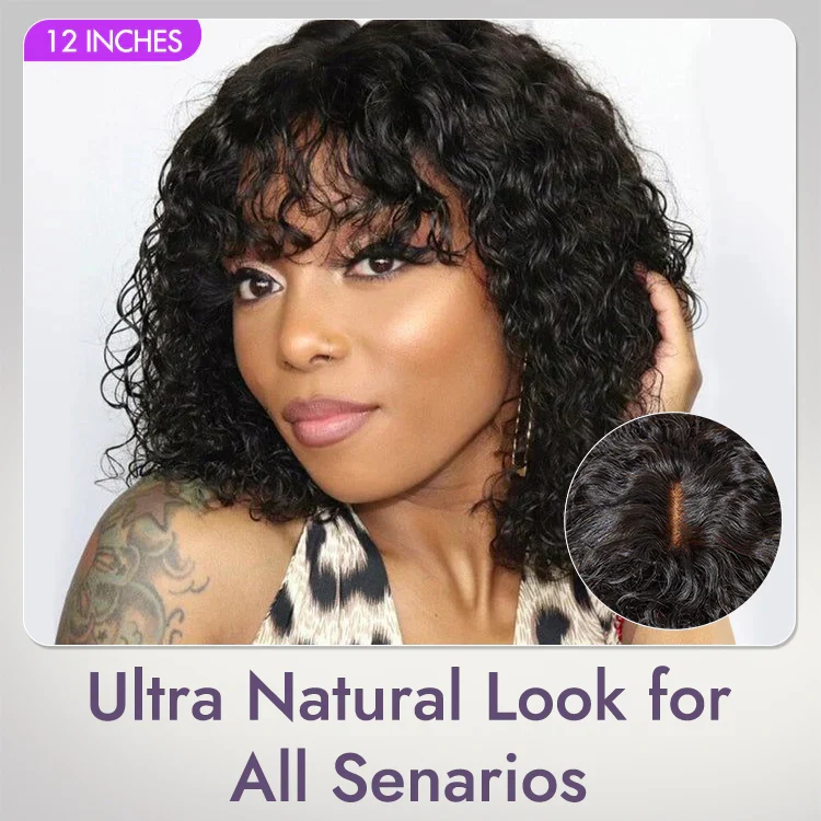 PRICIA Water Wave Fringe Bob Wig – Human Hair - Image 4