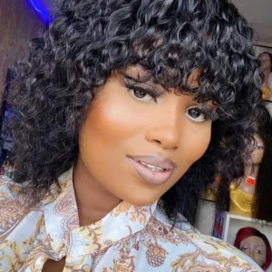 Wear & Go Fringe Water Wave Bob Glueless Wig – Natural Black – 10"
