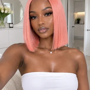 13×4 DD Straight Bob Wig – Pink – 8"/10"