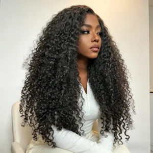 13×4 Jerry Curl Lace Front Wig Natural Black 18–30"