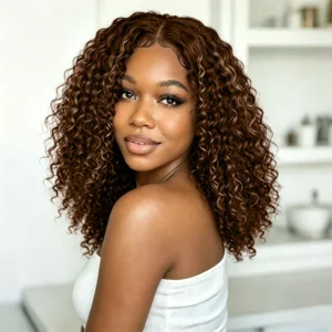 13×4 Lace Front Jerry Curl Bob Wig 4 Brown Hair 14–22"