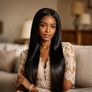 SDD Vietnamese Hair 13×4 Lace Front Straight Wig Natural Black 18–28"
