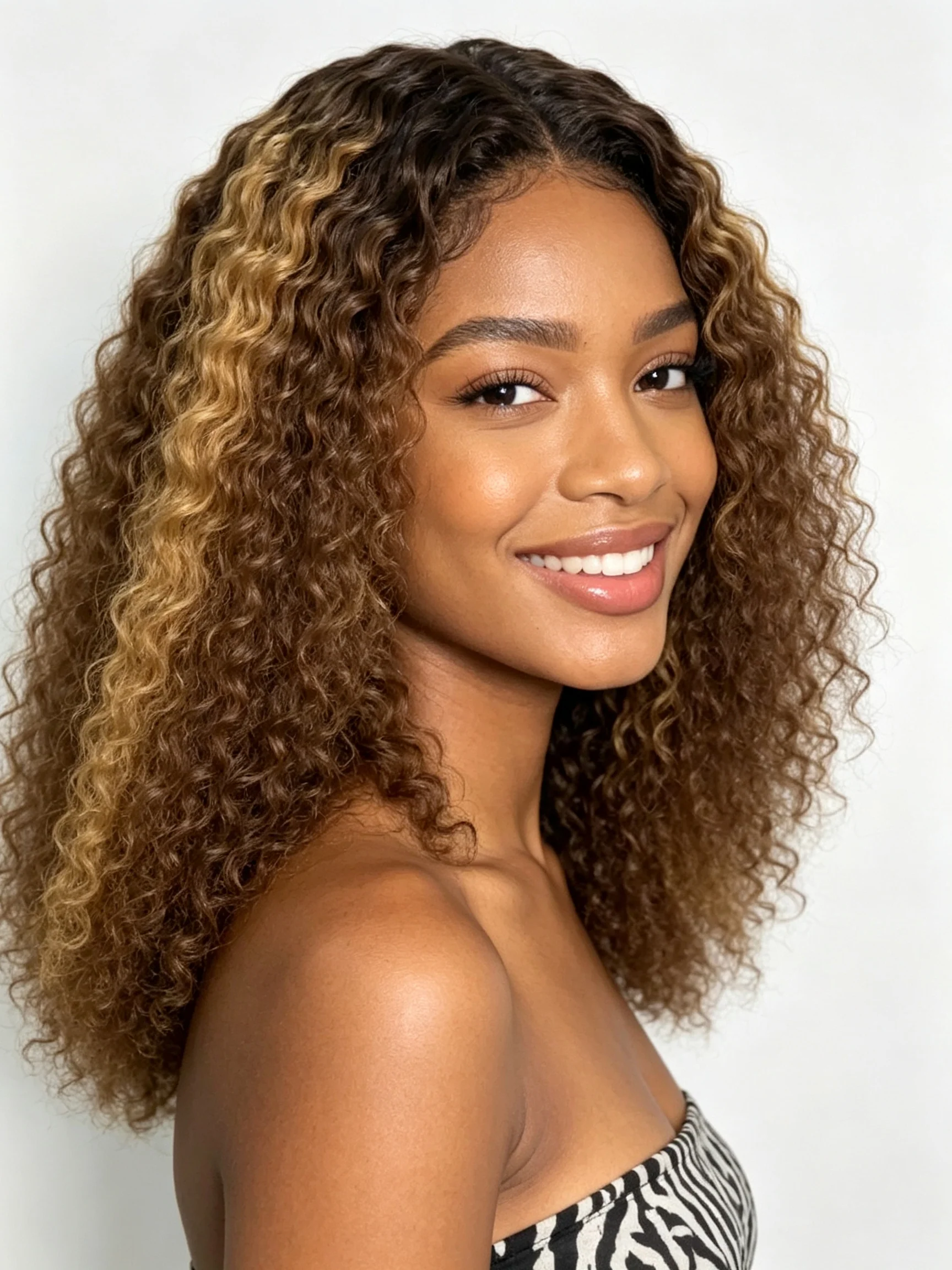 13×4 Water Wave Lace Front Wig #4/350 Piano Brown Ginger