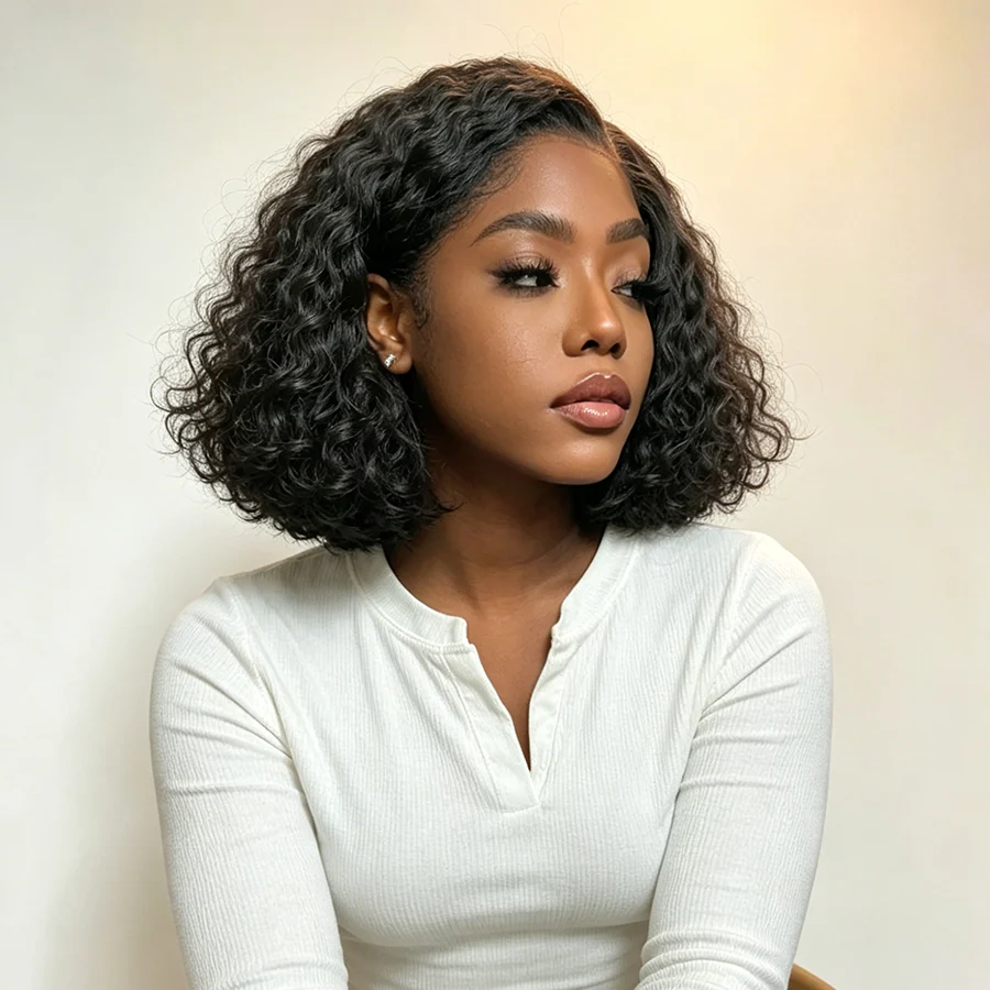 PRICIA 4×4 Glueless Double Drawn Water Wave Bob Wig – Human Hair - Image 3