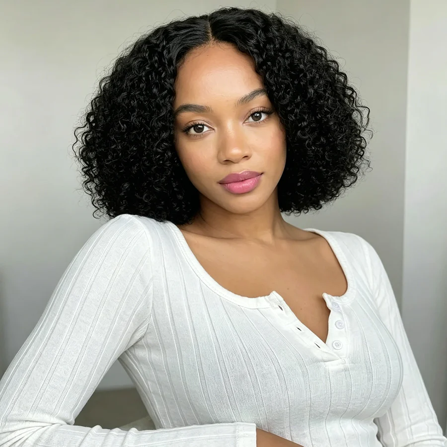 PRICIA 4×4 Glueless Double Drawn Water Wave Bob Wig – Human Hair
