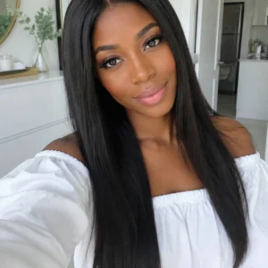 4×4 Straight Glueless Wig Natural Black 18–30" Long Wig