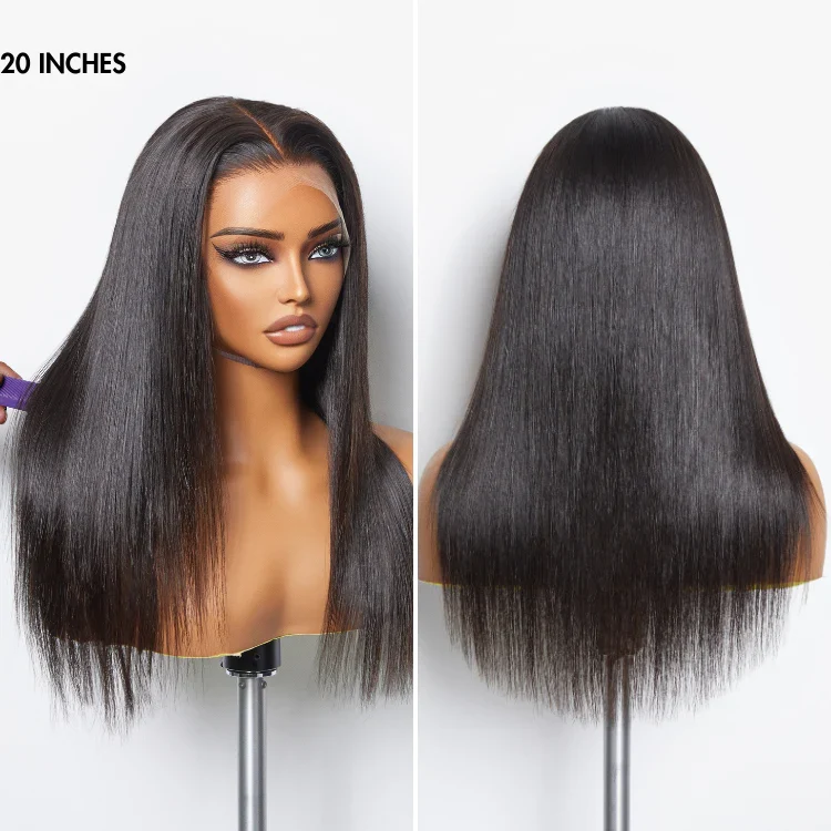 4×4 Straight Glueless Wig Natural Black 18–30" Long Wig - Image 2