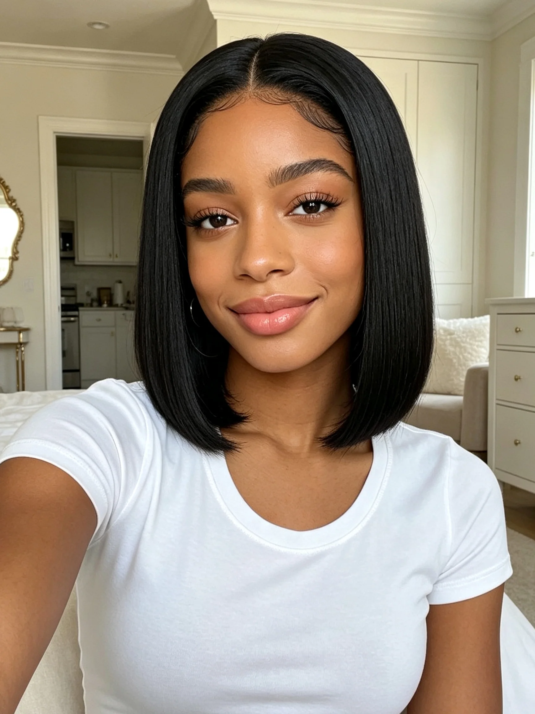 5×5 Glueless Straight Bob Wig DD Natural Black 12–16"