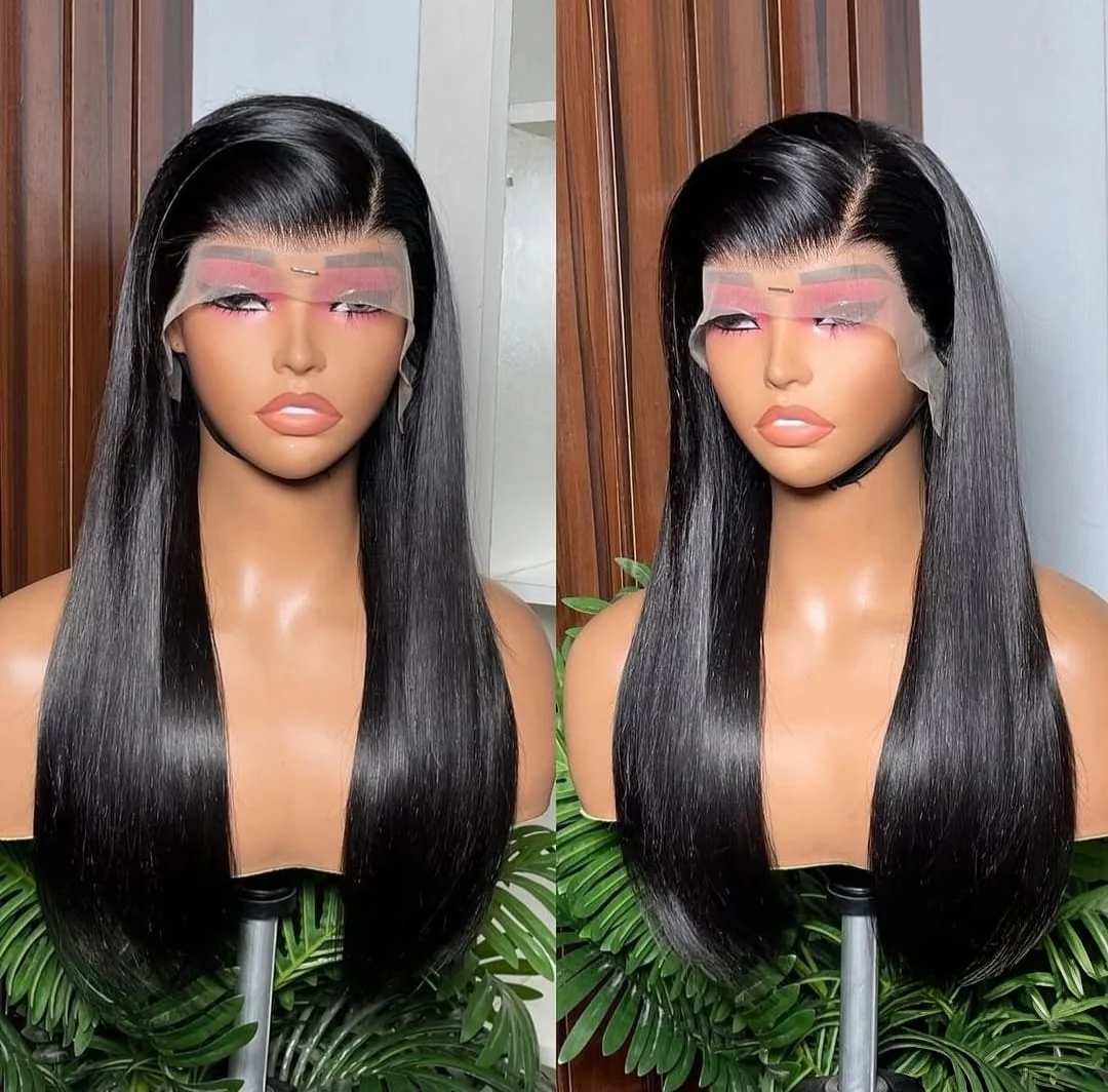 Donor Raw Hair Straight 13×4 SDD Lace Front Wig 30" Natural Black