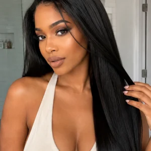 Extra Long 6×2 Glueless Straight Wig Natural Black 32"