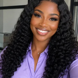 Pixie Curl/Water Curl SDD 13×4 Lace Front Wig Natural Black 20"