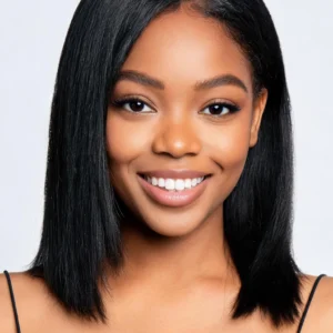 4×4 Glueless Straight Bob Wig Natural Black 8–16"