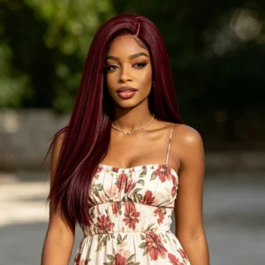 13×4 Lace Front 99J Burgundy Straight Wig 18–22"